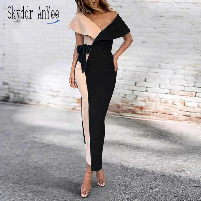 

2019 Women Summer Bodycon Sexy Dress Plus Size V-Neck Party Night Long Dresses Slim Sheath Vintage Ladies Office Dress Vestidos