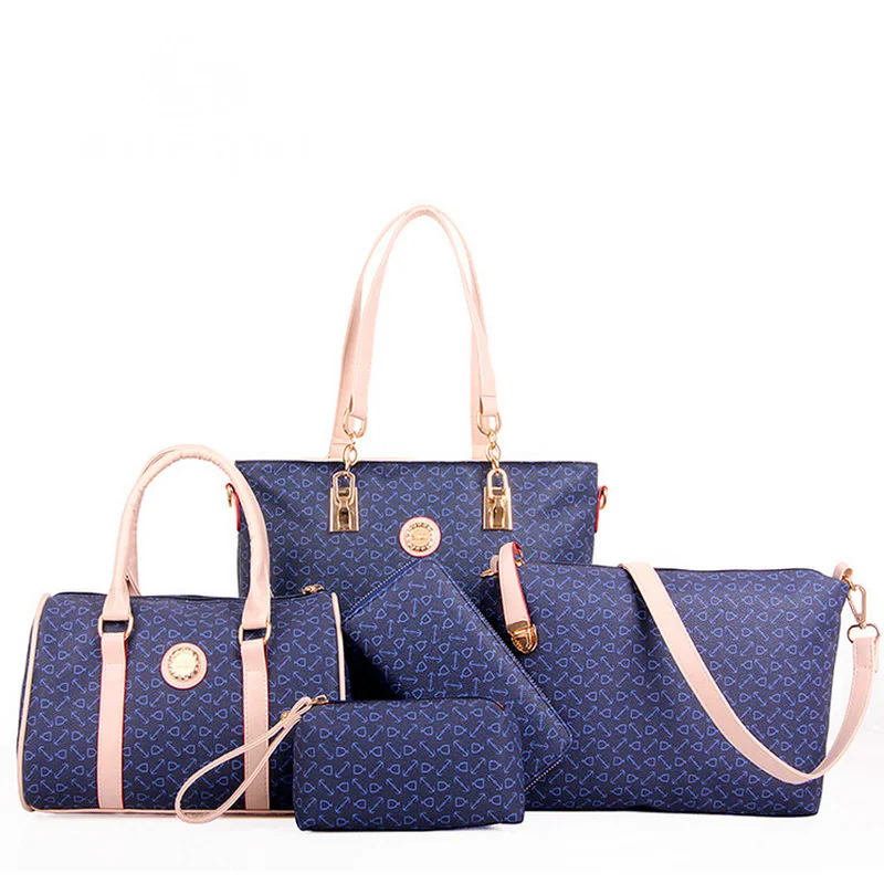Herringbone Printing font b Handbag b font Five font b sets b font Vintage Bag Ladies