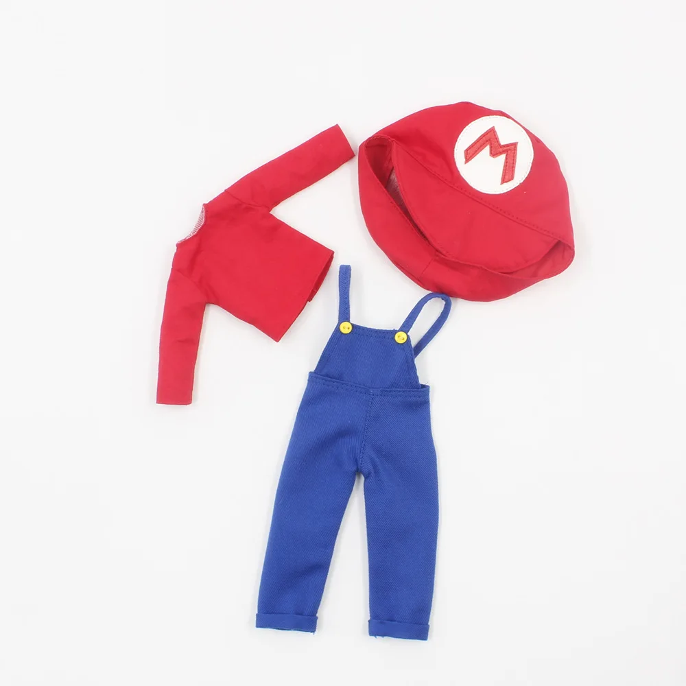 blyth doll clothes to red mario game cosplay wear it suitable for 1/6