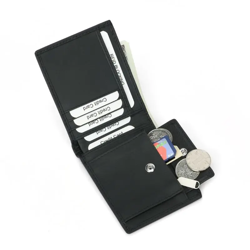 THINKTHENDO Новая мода мужской RFID блокирующий кожаный двойной ID держатель для карт бумажник короткий кошелек для монет