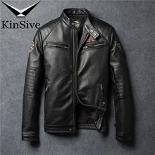 Vintage Motorcycle Jacket Men Leather Jacket 100% Real Cow Leather Jacket Winter Mens Biker Coat Moto Genuine Leather Jacket 4XL 2017 men new fashion winter warm leather jacket men hat detachable genuine leather jacket designer motorcycle biker jacket