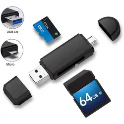 Кабель Micro USB + кабель USB 2in 1 OTG кардридер универсальный высокое Скорость USB3.0 карты памяти Адаптер для компьютера/Windows/PC/Android телефон/планшет