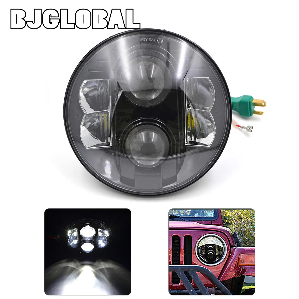 

BJGLOBAL Motorcycle LED Projector Daymaker LED Headlights 7" 80W LED High/Low Beam Headlights Head Lamp H4 Harness For Harley