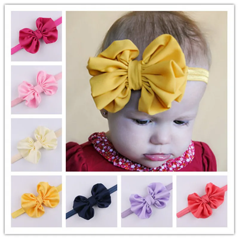 1 шт новорожденных милые Красочные Лук Упругие Hairbands для волос, для маленькой девочки Обёрточная бумага лента-повязка на голову ленты для