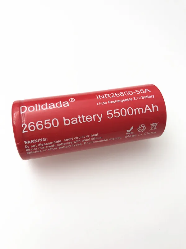2 шт. Dolidada 26650 батарея 5500 мАч 26650 литий-ионная 3,7 в аккумуляторная батарея для фонарика Электрический инструмент 20A 26650 батарея