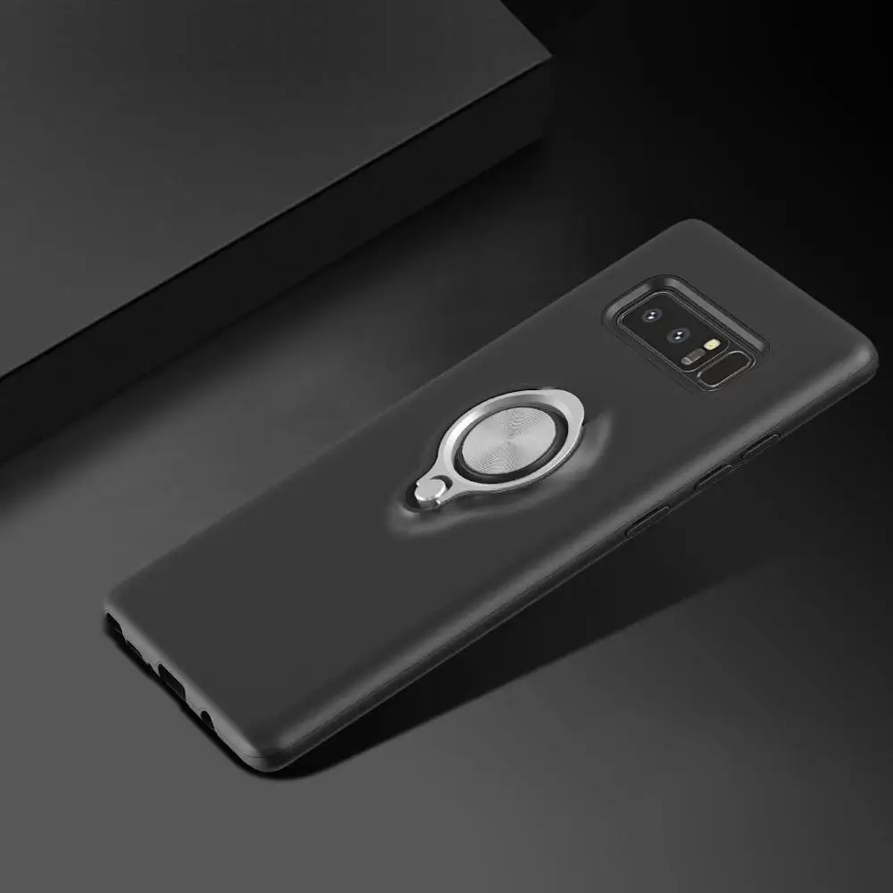 black Роскошный чехол-кольцо для samsung Galaxy Note 8, чехол-для samsung Note 8, жесткий пластиковый магнитный чехол, для Galaxy Note 8, Капа - Цвет: black