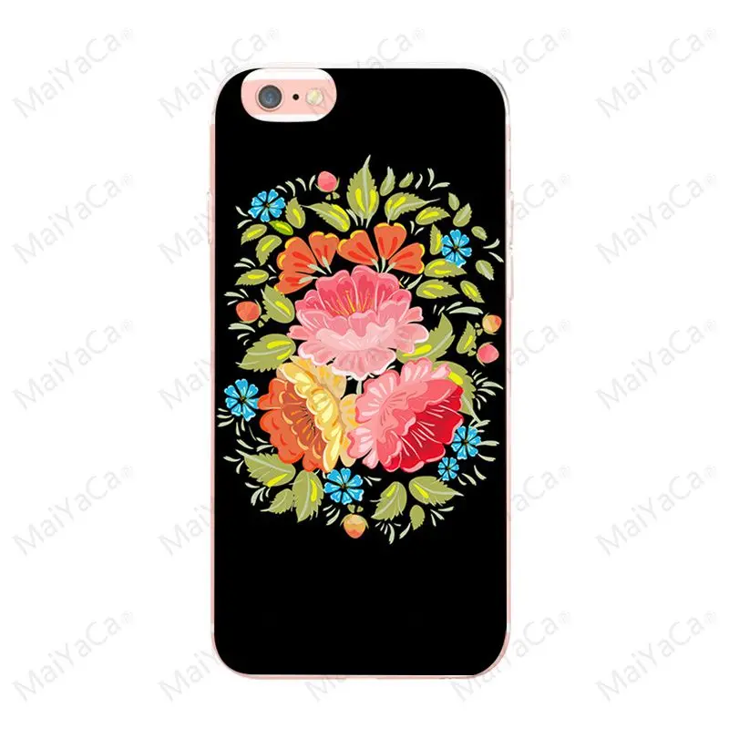 MaiYaCa Khokhloma русский Узор Цветок для iphone 8 8plus X XS XR Coque Shell для Apple iphone 5 5S SE и 6s 7 8 чехол для телефона - Цвет: 1