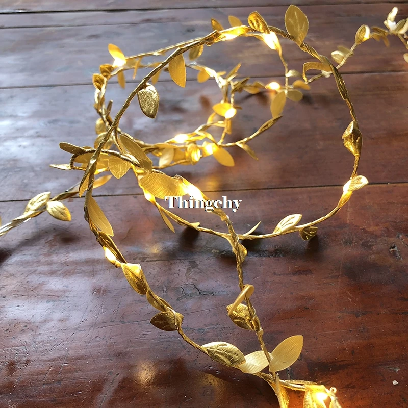 Pequenas Folhas Guirlanda Luz Fio de Cobre Levou Bateria Luzes da Corda para o Casamento de Fadas Floresta Mesa de Natal Partido Home Decoração 21 Fios de LED