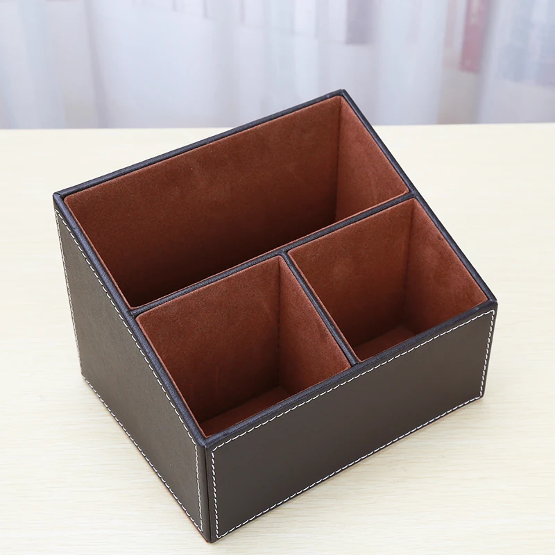 Кожа PU desktop organizer ящик для хранения случае держатель пера всякой всячины ящик для офиса A097