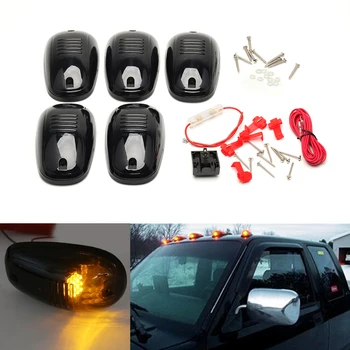 

New 5PCS/Set Amber LED Car Cab Roof Marker Running Lights For Truck SUV 4x4 Pickup lamp kit van Black Smoked Lens