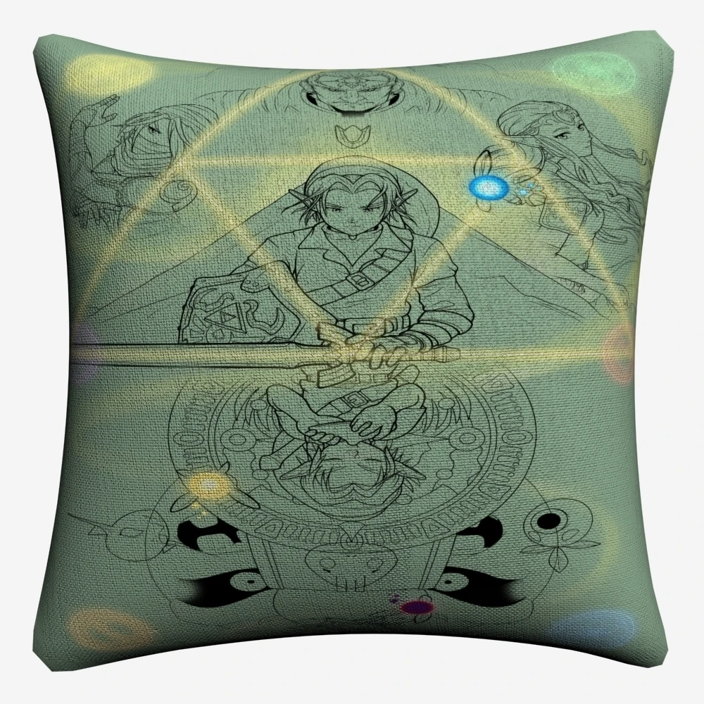 Чехлы для подушек из хлопка и льна с логотипом игры Zelda, 45x45 см, винтажный мягкий чехол для дивана Almofada, домашний декор