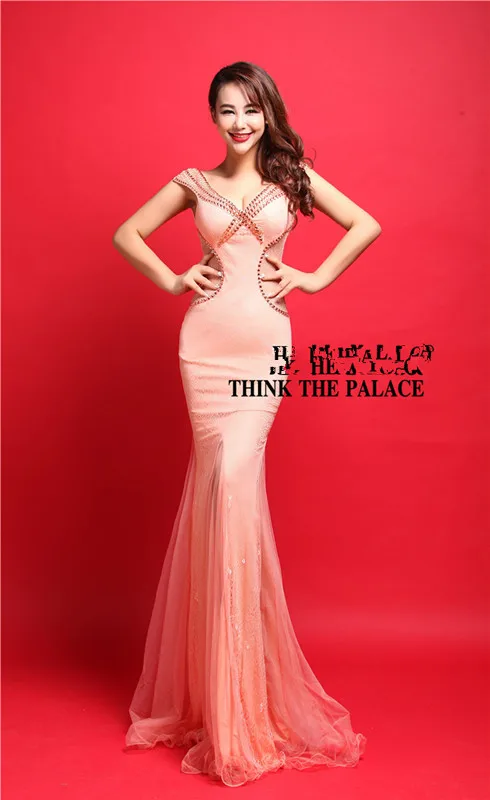 Платья для выпускного вечера вечерние платья Abendkleider Quinceanera Vestidos De Novia Вечернее Платье Vestidos De Festa свадебное платье h0860 - Цвет: Powder orange