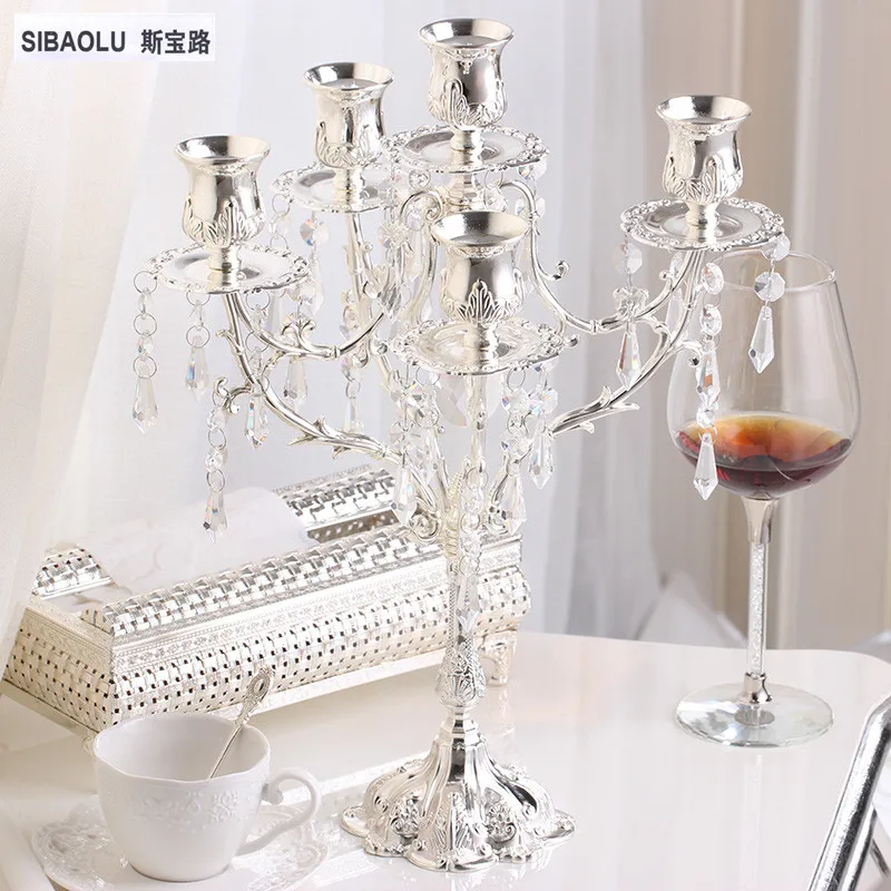 Buy 16" silver candelabra candle holders crystal