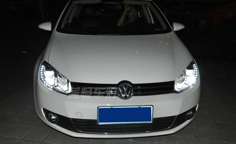 Hireno налобный фонарь для 2009-12 Volkswagen Гольф 6 Гольф 6 передних фар сборки светодиодный DRL ангел объектив двойной луч ксеноновые 2 шт