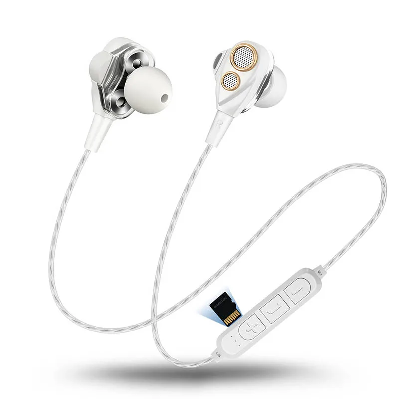 Спортивные Беспроводные Bluetooth наушники вставляемые TF карты объемная проводная