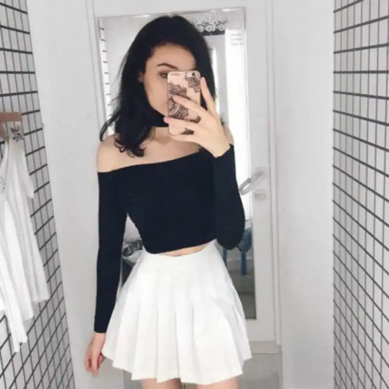 black and white short skirt