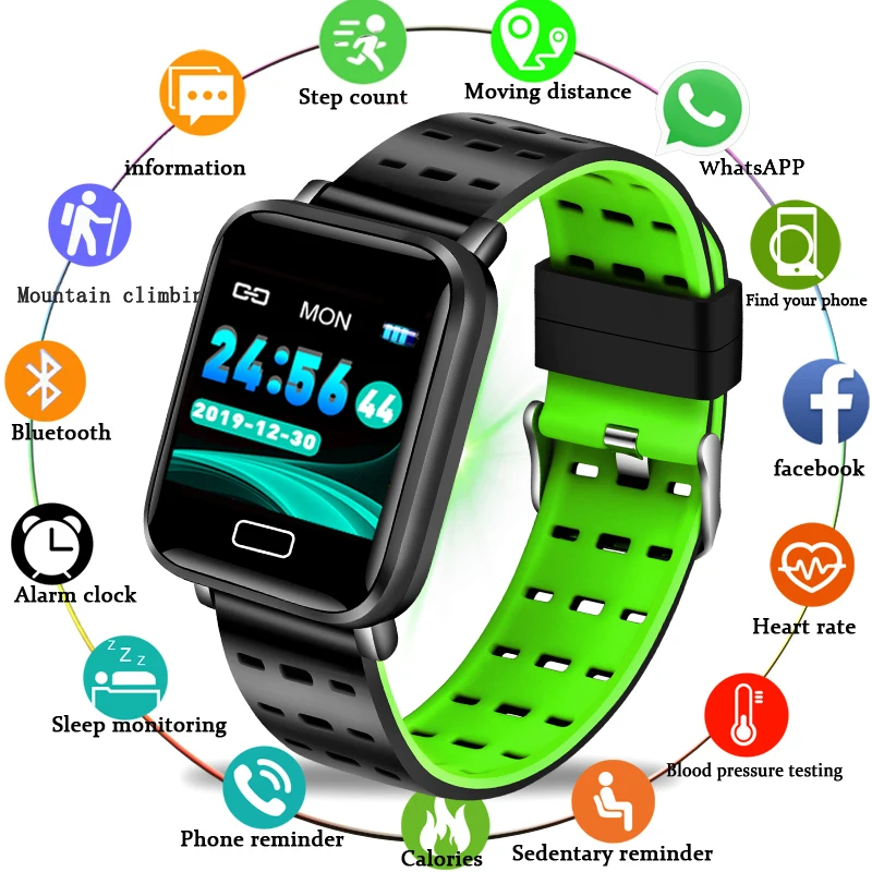 

LIGE Sport Smart Bracelet Waterproof Fitness Tracker Watch Pedometer Heart rate monitor Smart Watch For Android ios +Milan belt
