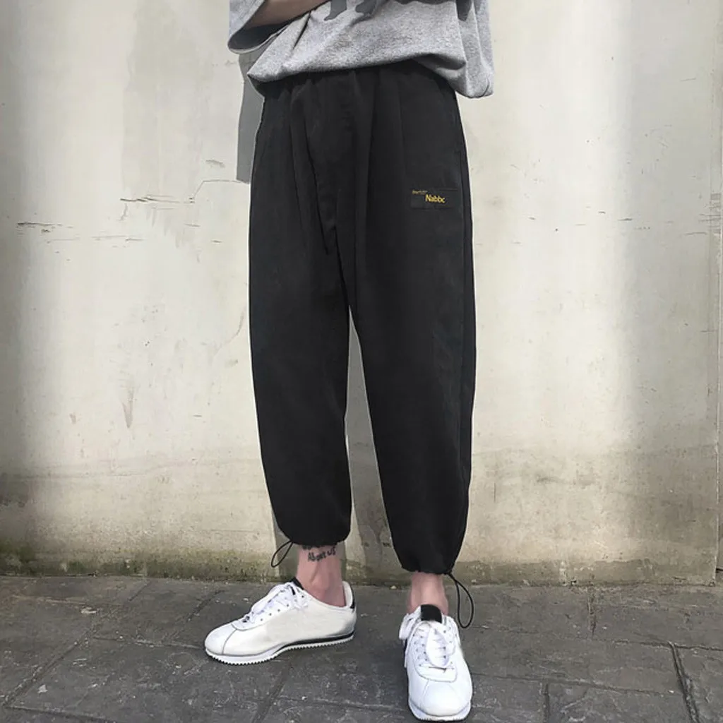

Feitong new Men's Pants Casual Fashion Loose Pure Color Outdoors Sports Ankle-Length Pant Clothes 2019 Male Trousers Streetwear