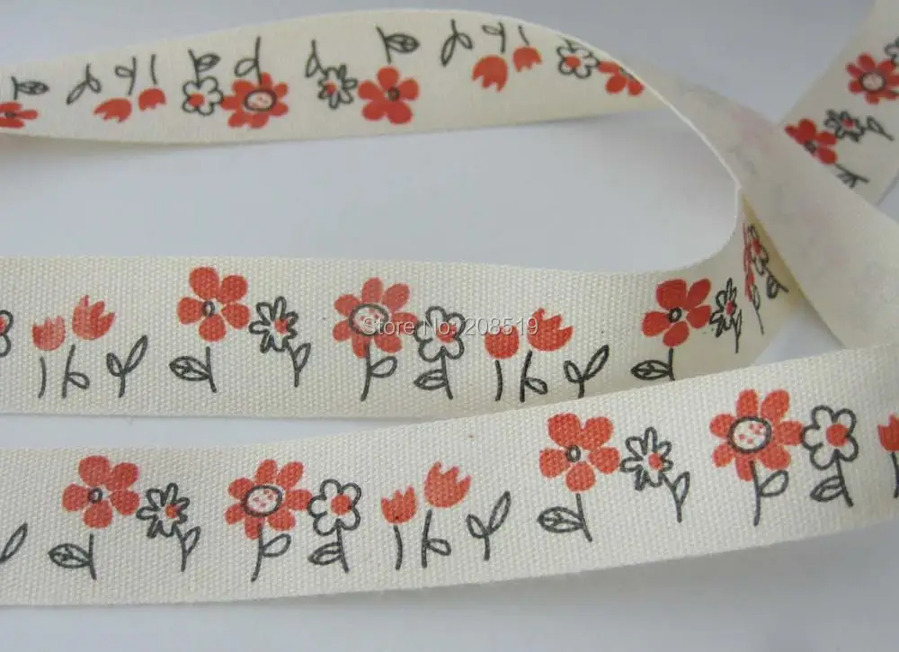 CRNNKN Nice flower ribbons cotton made 20 Yards long sewing accessories