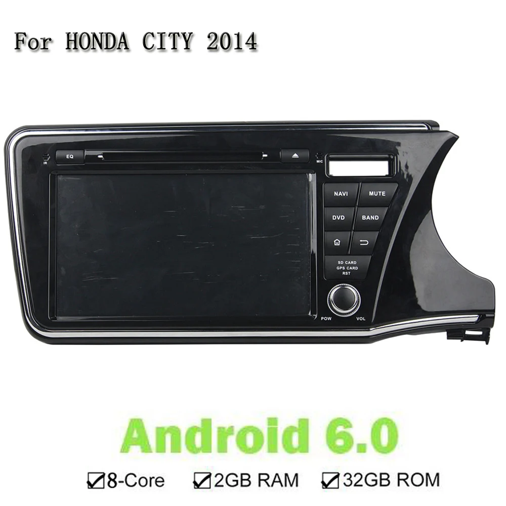 9 Inches 2 Din Octa 8 Core Android 6.0 GPS Navi Car DVD Player For Honda City 2014 Radio 32G ROM 2G RAM  Built-In Speaker/Mic