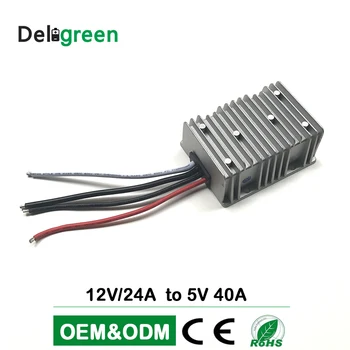

12V 24V to 5V 40A Buck Converter 8V to 40V wide input DC DC Converter 200W Regulator Car Step Down Reducer