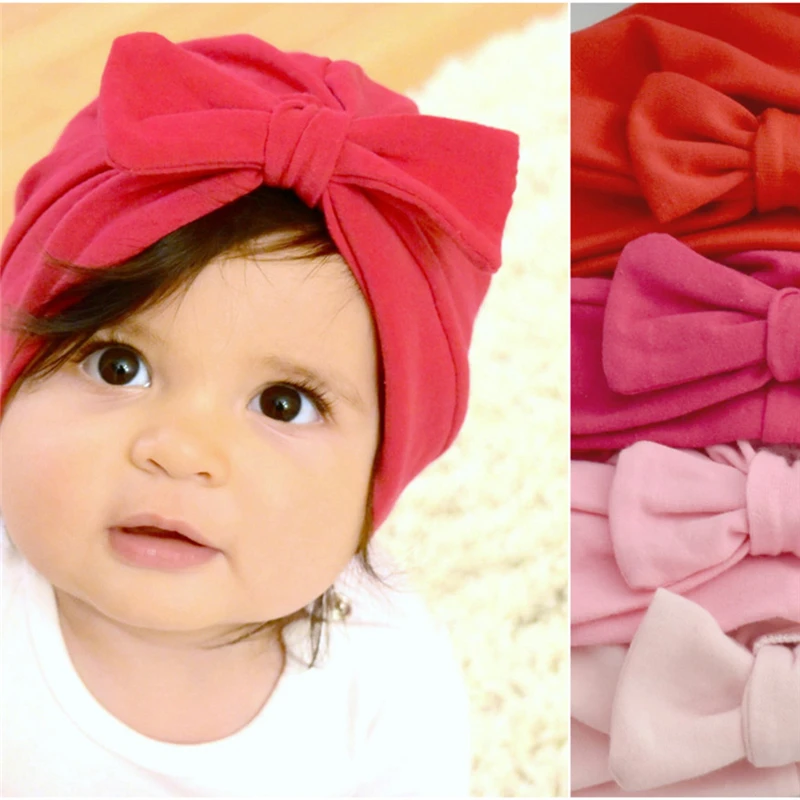 

Newborn Infant Toddler Kid Baby Boy Girl Turban Bowknot Soft Cotton Bunny Beanie Hat Cap Pink Gray Red Photo Props Baby Girls