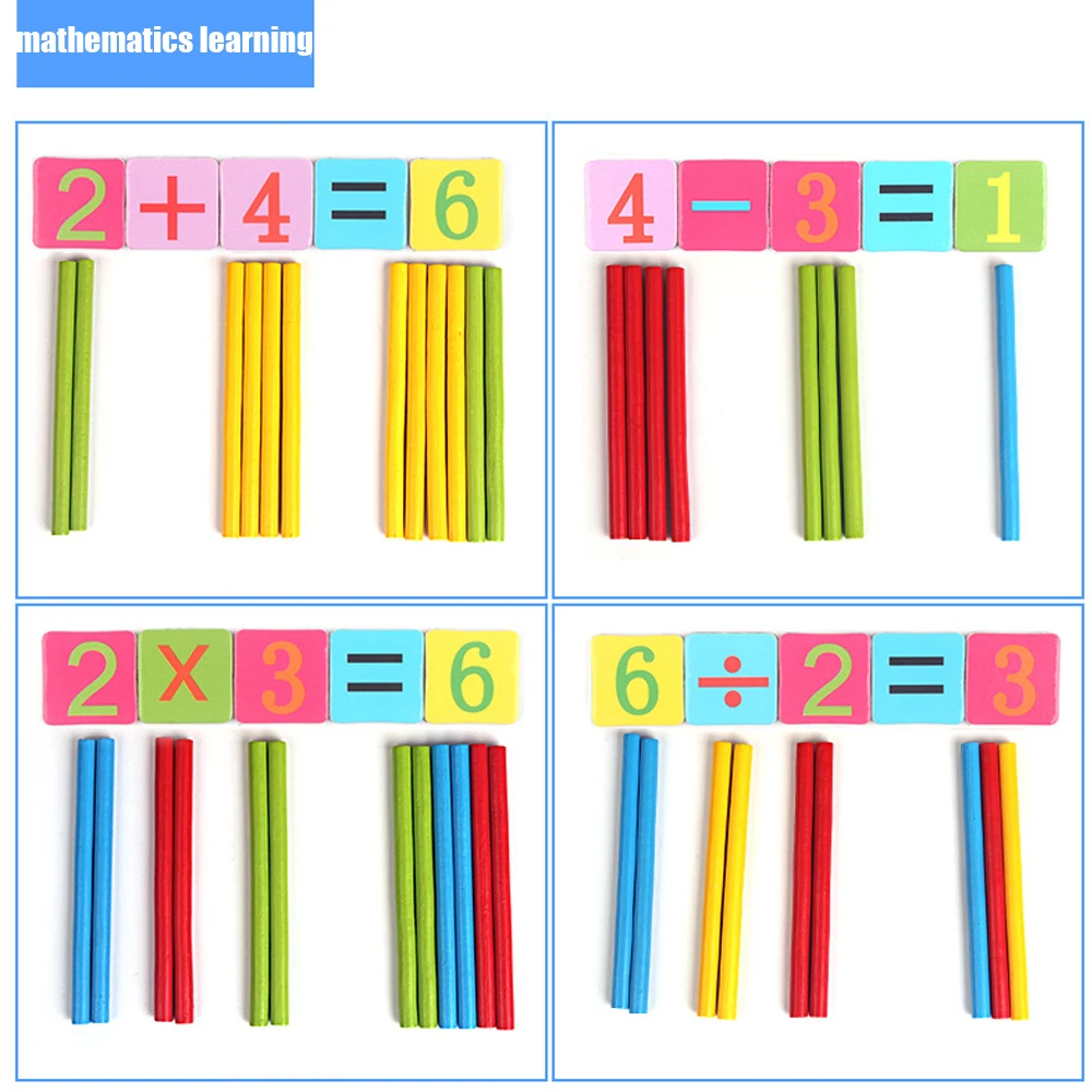 Деревянные детские математические игрушки Счетные палочки Развивающие игрушки для игры с железной коробкой Монтессори математический детский подарок