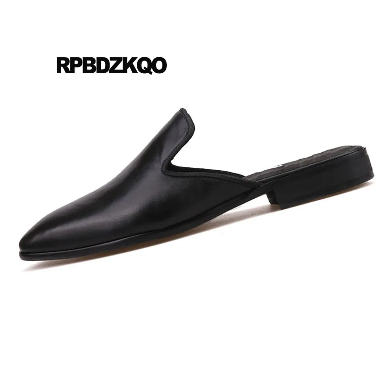 Черные высококачественные Подиумные тапочки шлепанцы из натуральной кожи; Роскошные брендовые сандалии из натуральной кожи; итальянская мужская обувь; большой размер 47; 11