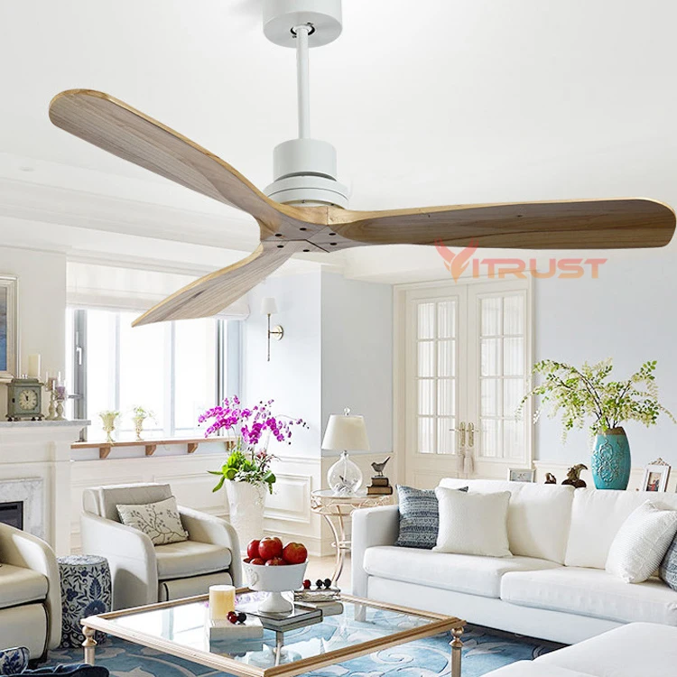 Ceiling Fan Industrial Vintage Without Light Wooden With Remote Control Nordic Simple Home Fining Room