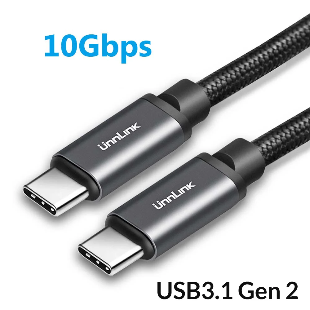 Unnlink type C-USB C USB-C Кабель USB 3,1 Gen2 3A 60 Вт QC3.0 Быстрая зарядка шнур 5 г/10 Гбит/с PD Thunderbolt 3 для Macbook S9 P20 - Цвет: 3A 10Gbps