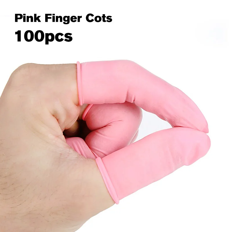 100 шт ABESO прочные черные розовые белые латексные пальчиковые кроватки противоскользящие для мела электронные пальчиковые кроватки - Цвет: 100 PCs-Pink
