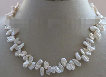

AA 004258 Genuine Natural Baroque White Reborn Keshi Petal Pearl Necklace