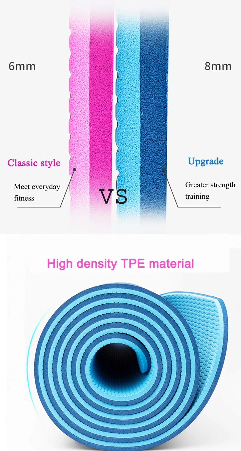 183*61 см 8 мм двойной цвет не скользит ТПЭ коврики для йоги фитнес спорт коврик для занятий йогой крышка полотенце одеяло с бесплатной сумкой