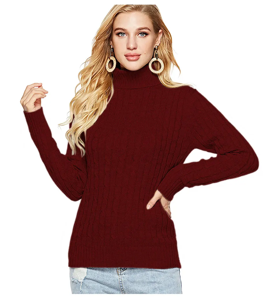 Женские зимние свитера с длинным рукавом, повседневный женский белый свитер с высоким воротом, Женский вязаный джемпер и пуловер, осень