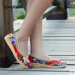 Cresfimix/женская модная мягкая удобная танцевальная Тканевая обувь; Женская милая весенне-летняя обувь на плоской подошве с цветочным