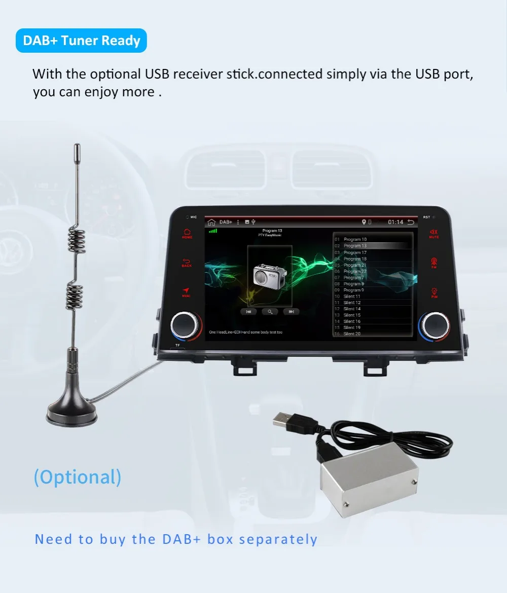 Discount car radio 1 din Octa Core Android 9.0 DVD GPS Navi Multimedia Car Stereo for KIA Morning/Picanto 2017 2018 Radio Headunit BT 13