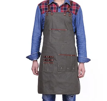 

Handmade Canvas Apron Painting Apron Restaurant Workshop Chef Waiter Classical Style Craftsman Waterproof Apron With Pocket Z714