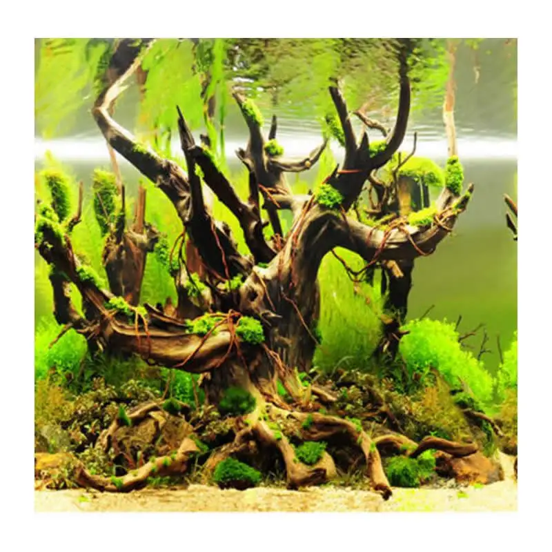 

9098 23.3" x 60" Double Sided Fish Tank Decoration Stone Grass / Withered-branch Aquarium Poster Background Picture Wall Decor