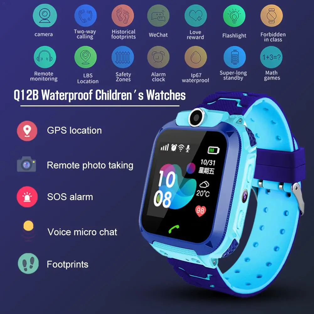 Q12B Детские Смарт-часы Android вставная карта 2G водонепроницаемый дистанционный gps локатор камера вызов анти-потеря смарт-браслет для детей