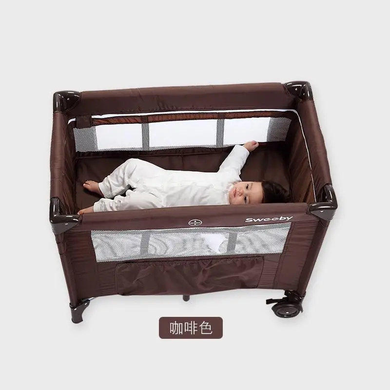 Babyfond мини-детская кровать маленького размера портативная игровая кровать складная кровать маленького типа маленькая кровать - Цвет: COffee