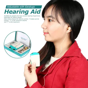 

Hearing Aids Pocket Hearing Aid Sound Amplifier for Severe Hearing Loss Voice Volume Adjustable with Earplugs