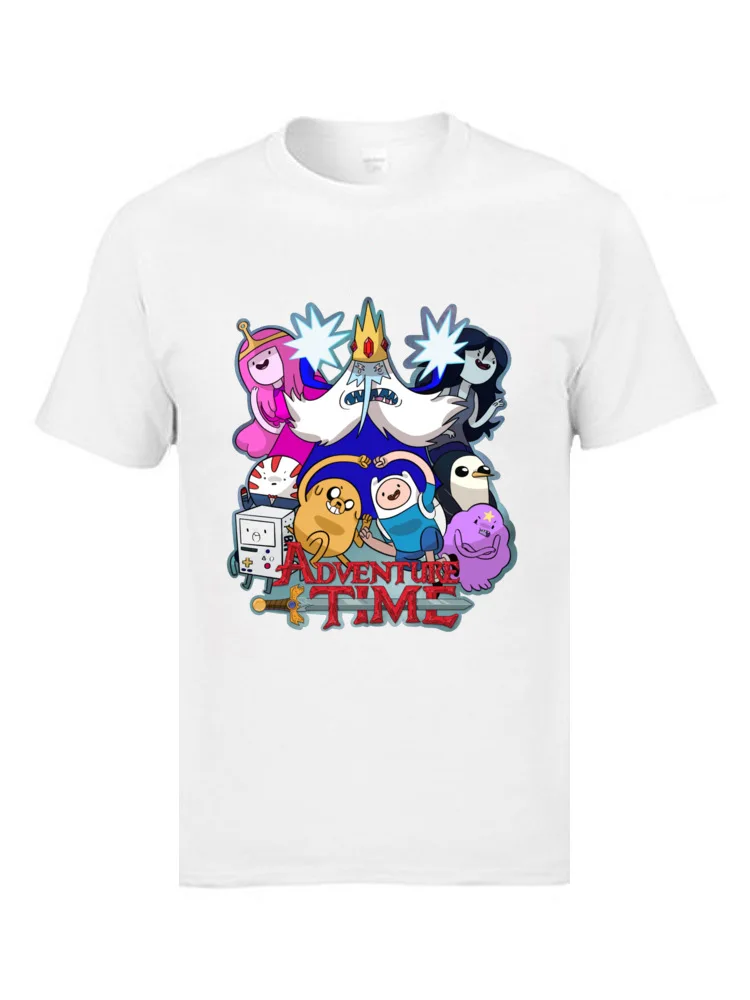 Adventure Time 13628 T Shirt Funny O-Neck Custom Short Sleeve Cotton Men T-shirts Funny Tees Wholesale Adventure Time  13628 white
