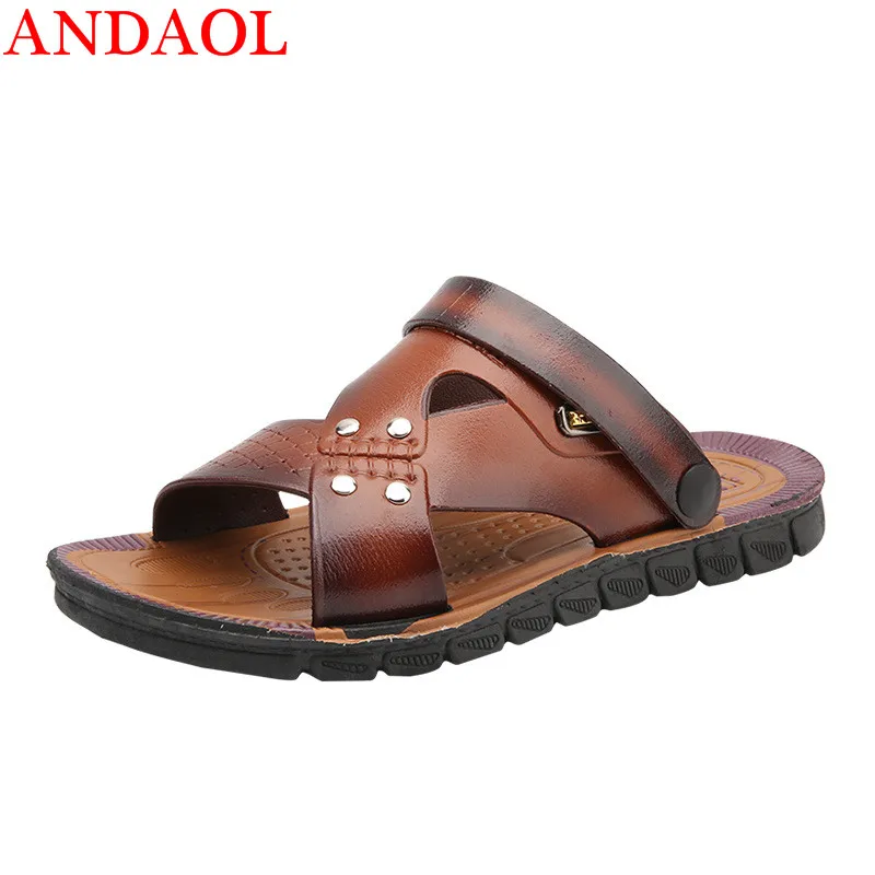 

ANDAOL men's Summer casual sandals Top Quality Outdoor Light Beach Slippers Luxury Trend Non-Slip Business Office Flats shoes