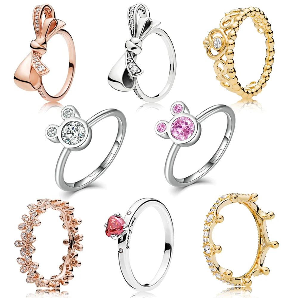 

Boosbiy Droshipping European Style Crystal Rings For Women Girls Silver Color Fashion Pandora Female Ring Party Jewelry Gift