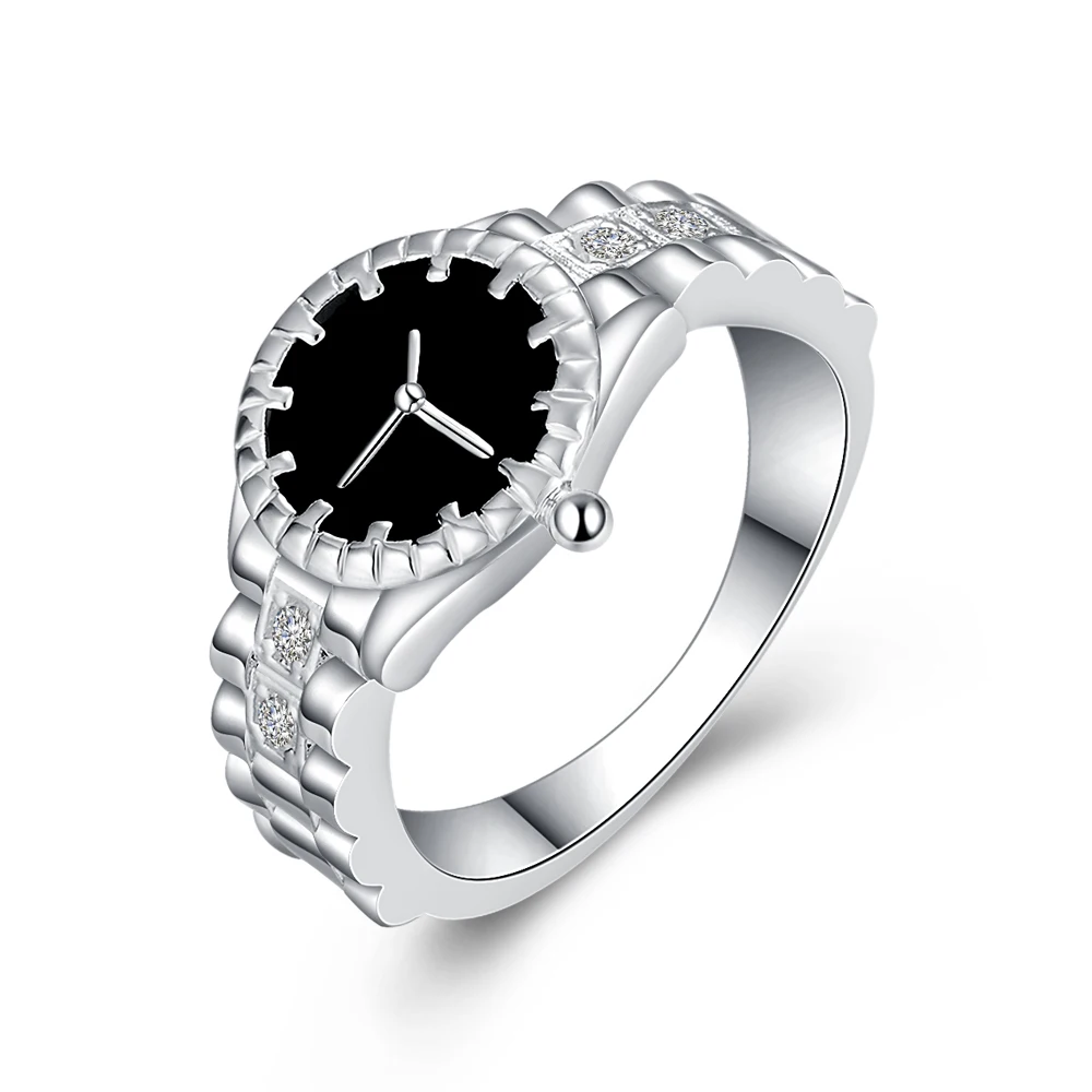 

European Watch Model Design 925 Sterling Silver Finger Rings For Women High Quality Enamel Round Knuckle Ring Bague Lovers Gifts