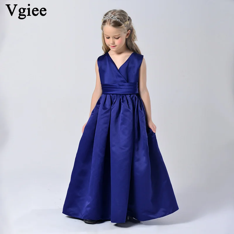 

Vgiee Girls Kids Dresses Ankle-Length Party Weddings Christmas Princess Clothing Dress for Girls 10 To 12 Years Solid