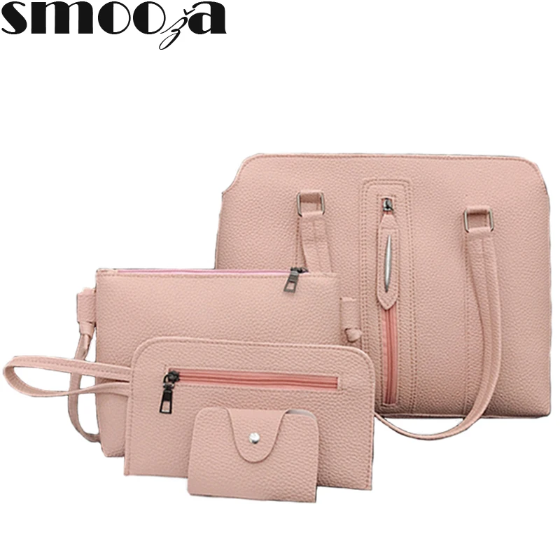 

SMOOZA Women Bag Set Top-Handle Big Capacity Female Handbag Ladies PU Leather Crossbody Bag Fashion Shoulder Bag Purse