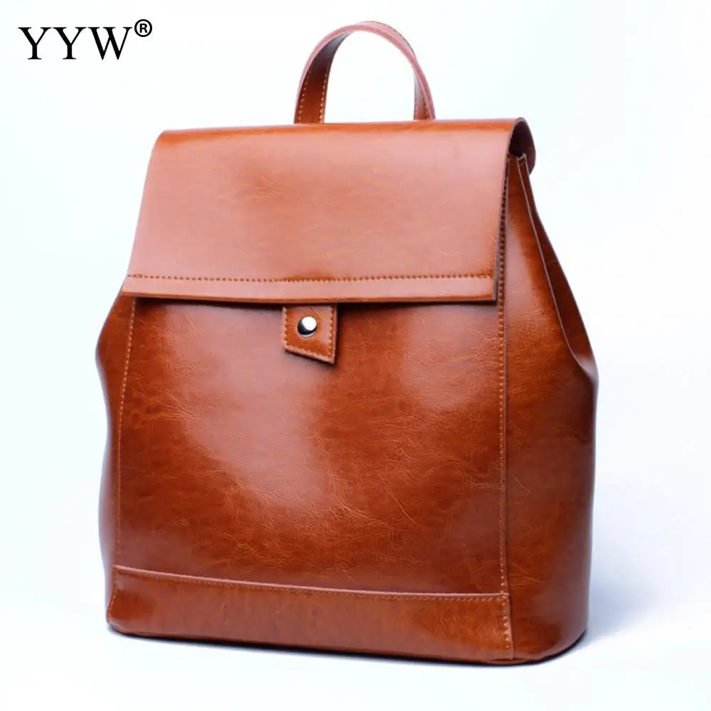 

Fashion Brown PU Leather Backpack Female Black Backpacks for Adolescent Girls Women Casual Small School Travel Bag