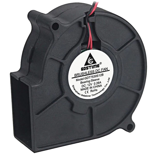1pcs//lot Gdstime 2Pin 3inch Quiet 12 volt Blower 75x30mm Fast Speed DC Cooling Fan