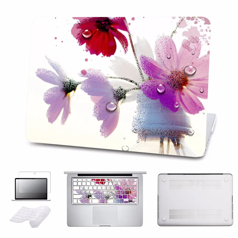

5 in 1 Bundle Oil paintings Flowers Style Hard Case Shell for MacBook 12 inch Air 11 13 inch Pro 13 15 Pro Retina 13 15 inch